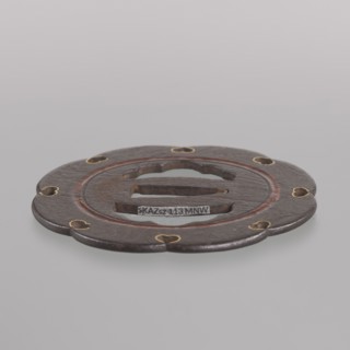 Crossguard tsuba, Kasuga school; maker Kunihide. Tsuba in the shape of an eight-petaled flower