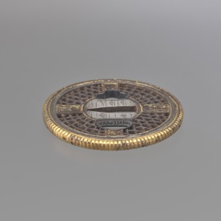 Crossguard tsuba, Round tsuba maru-gata in the Chinese Cantonese style with a distinct, finely