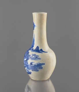 Vase, Chinese, Qing dynasty 1644–1911, 19th century. Blue-and-white porcelain vessel with