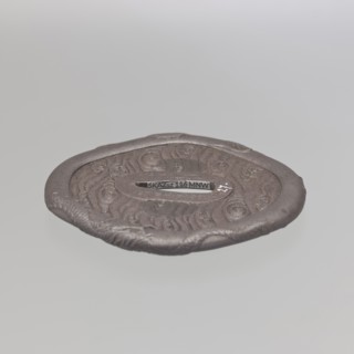 Crossguard tsuba, Raiyôken, Yoshimasa maker; sword crossguard in iron, Tsuba in the shape of an