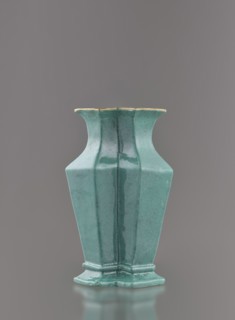 Vase, Chinese, Qing dynasty 1644–1911, 19th century. Ceramic vessel covered with a turquoise glaze