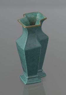 Vase, Chinese, Qing dynasty 1644–1911, ceramics; covered with a turquoise glaze with manganese