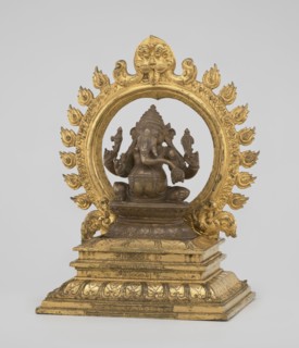 Ganesha, 19th century, India. Sculpture height 26.0 cm, width 17.5 cm. The deity sits on a double