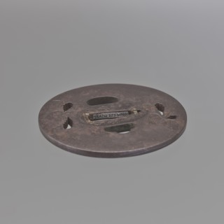 Crossguard tsuba, Masahide; Bushû school. Oval tsuba tatemaru gata with rectangular edge kaku mimi.