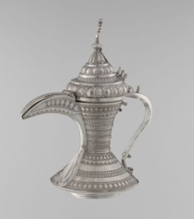 Teapot, Persian, Qajar dynasty 1785–1925, 19th–20th century. Iran. Brass vessel with geometric