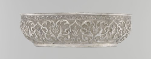 Bowl, Islamic art, Turkish, Ottoman dynasty 1299–1922, silver hammam bowl, geometric motifs and