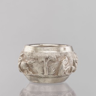 Bowl, South Asian culture, Indian culture, Indian art; hunting iconography with tigers, horses,