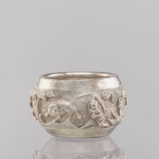 Bowl, South Asian, Indian, applied art, 19th/20th century, India; vessel depicting hunting