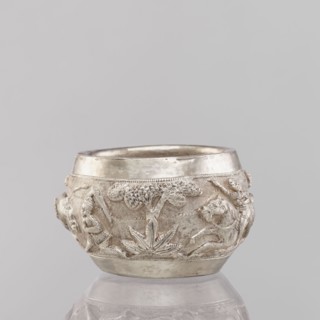 Bowl, South Asian, Indian; applied art vessel, 19th/20th century India; hunting iconography: