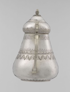 Teapot, teapot, Turkish, Ottoman dynasty 1299–1922; 19th century, Turkey; vessel; materials not