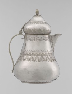 Teapot, 19th century, Turkish Ottoman dynasty, 1299–1922. Silver vessel teapot, height 17.0 cm,