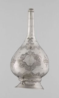 Bottle for spraying water soaked in perfumes; creator, Islamic art; vessels with plant and floral