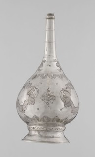 Bottle for spraying water soaked in perfumes, Islamic art; vessel with plant and floral ornament: