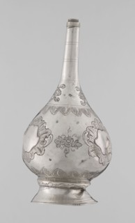 Bottle for spraying water soaked in perfumes, Islamic art; vessel with plant and floral ornament;