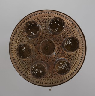 Lamp, 19th–20th century, Damascus, Syria. Metal Islamic lamp with Arabic inscriptions and geometric