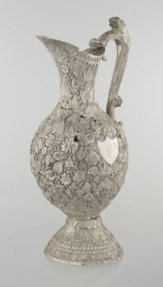 Jug, late 19th century, Northern India, / Iran, — silver, height 43 cm, weight 1795 g. A tall