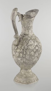 Jug, late 19th century, Northern India, or Iran, silver vessel, height 43 cm, weight 1795 g. A tall