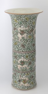 Cylindrical vase of the horn type, Chinese, Qing dynasty Kangxi period, 1662–1722, colored