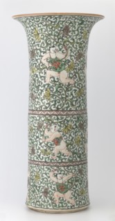 Cylindrical vase of the horn type, Chinese, Qing dynasty Kangxi period, 1662–1722, colored