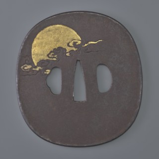 Crossguard tsuba by Senryûsai, Yasumitsu; Ichiryû school; design after a painting by Hanabusa Itchô