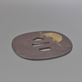 Crossguard tsuba, Senryûsai, Yasumitsu; Ichiryû school; Hanabusa Itchô 1652–1724 — painting design.