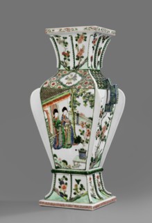 Hu-type vase, ceramics, green family, Kangxi style, hu vessel, vases, Chinese culture, Chinese art,