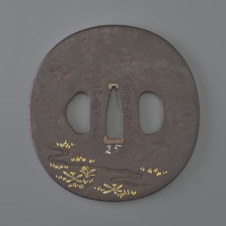 Crossguard tsuba, Ichiryûsai Masamitsu; Shôami school. Oval tsuba tatemaru gata decorated in high
