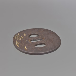 Crossguard tsuba, Ichiryûsai Masamitsu; Shôami school. Oval tsuba tatemaru gata decorated in high