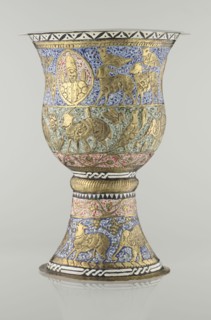 Cup, Persian, Qajar dynasty 1785–1925, 19th century; earthenware vessel, height 25.5 cm, diameter