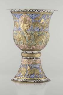 Cup, Persian, Qajar dynasty 1785–1925, 19th century, Iran. Ceramic vessel, height 25.5 cm, diameter