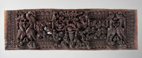 Decorative panel;, wooden panel likely originally a decorative element, part of home furniture or a