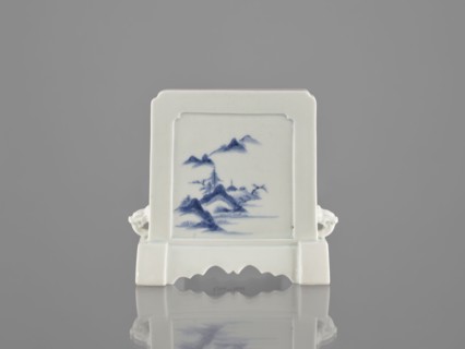 Decorative screen, ceramics, blue-and-white porcelain, Chinese, Qing 1644–1911, 19th century. Base