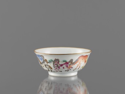 Bowl, ceramics, colored porcelain, Qing style, Chinese art, landscape motifs, Chinese culture,