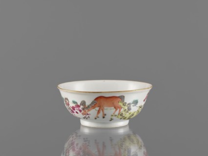 Bowl, ceramics, colored porcelain, landscape motifs, Qing style, Chinese art, Chinese culture,