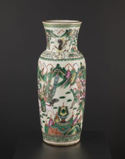 Vase, Chinese, 19th century. Colored porcelain vessel, height 61 cm, diameter 19.6 cm. Slightly