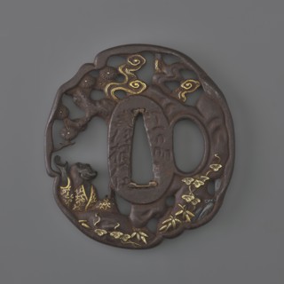 Crossguard tsuba, Sôten, / school, Kitagawa, Sôten, / personal slogans / author, pines, katana,