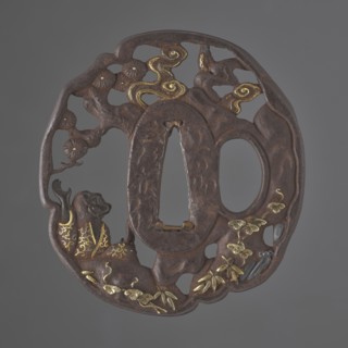 Crossguard tsuba, Sôten; Kitagawa Sôten attributed. Tsuba oval tatemaru gata with an irregular,