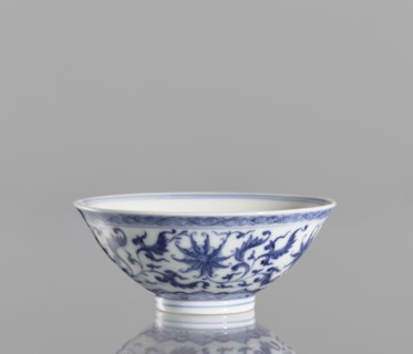 Bowl, bowl with a slightly flared rim, blue and white porcelain, ceramics, lotus and lotus tendril