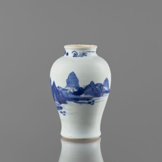 Meiping-type vase, ceramics, Meiping vessel type, blue and white porcelain, Qing style, 1662–1722,