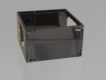 Portable picnic set sagejûbako, Rectangular cabinet without side walls on a stand; two food