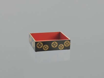 Portable picnic set sagejûbako, Rectangular cabinet without side walls. On a stand are two food