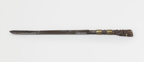Dagger, 19th century, Tibetan; craft militaria weapon dagger, height 25.8 cm., A long narrow object