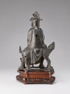 Buddhist deity on a buffalo on a base; bronze sculpture, Chinese, Qing 1644–1911, 19th century;