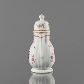 Jug with a lid, ceramics with enamel paints, Canton China, Qing style, Chinese export colored