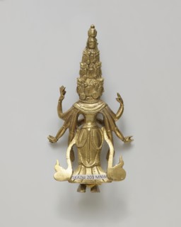 Guanyin, figurine, Chinese/Tibetan, bodhisattva iconography, heads, flames, hands, 19th century,