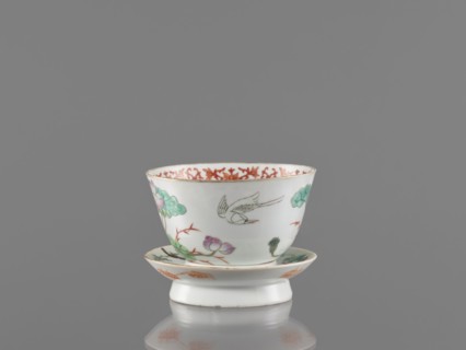 Bowl with stand, ceramics. Decorated colored porcelain in Guangxu style Qing dynasty, 19th/20th