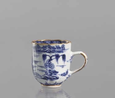 Cup, ceramics, blue-and-white porcelain, Qing style, landscape motifs, Chinese art, Qing 1644–1911,