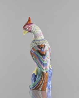 Rooster figurine, Chinese, Qing dynasty 1644–1911, 19th century; colored porcelain ceramics;