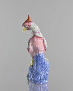 Rooster figurine, Chinese, Qing 1644–1911, 19th century. Colored porcelain sculpture of a rooster