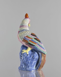 Rooster figurine, Chinese, Qing 1644–1911, 19th century; colored porcelain sculpture of a rooster